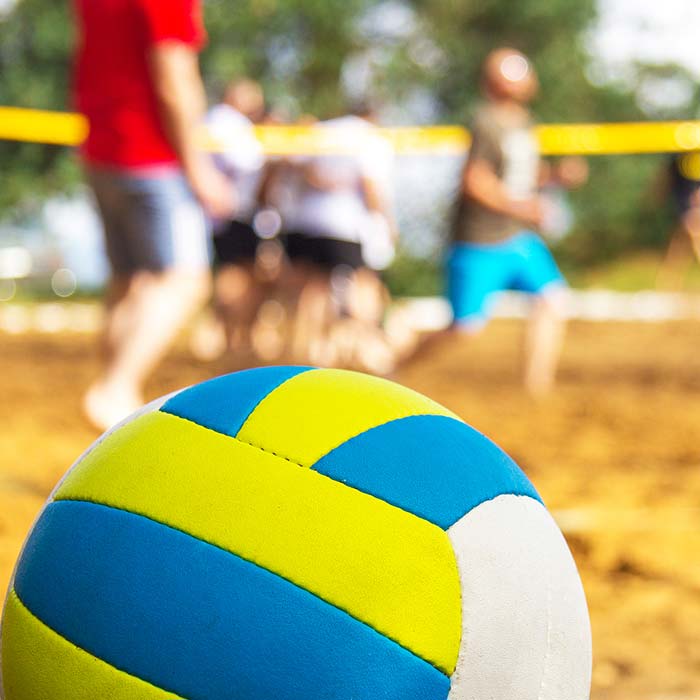 Indoor and outdoor volleyball courts available at Wiggly Field & Dome restaurant and sports bar in Weston, WI